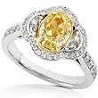 2-1/6ct TW Certified Oval-Cut Fancy Yellow Diamond Ring in 18kt Gold - Size 6.5