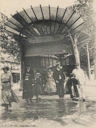 The Classic Art Nouveau Design of the Earliest Metro Stations in Central Paris Photographic Poster Print, 18x24