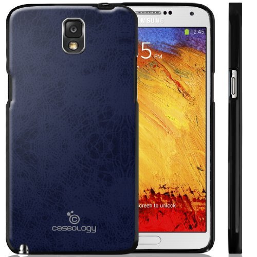 Galaxy Note 3 Case, CaseologyÂ® [Leather Skin] Premium PU Leather Case [Navy Blue] [Shock Absorbent TPU] for Samsung Galaxy Note 3 - Navy Blue