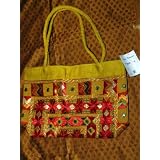 Womens Sari Handbag Vegas Gold Banjara Mirrors Boho Purse