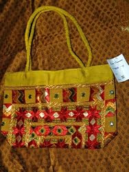 Womens Sari Handbag Vegas Gold Banjara Mirrors Boho Purse