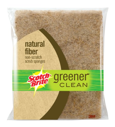 Scotch-brite Greener Clean Natural Fiber Non Scratch Scrub Sponge 97033, 3-Count (Pack of 8)