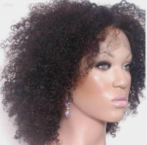 Indian Remy Full Lace Wigs 12 Inches Kinky Curl #1 Jet Black Stock 100% Human Hair Lace Wigs
