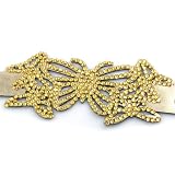 Golden Sun Butterfly Crystal On Faux Suede Band Bracelet With Button Clasp