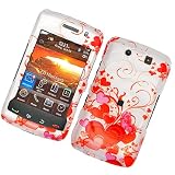 PINK RED HEART WITH BUTTERFLY SNAP ON HARD SKIN FACEPLATE PHONE SHIELD COVER CASE FOR BLACKBERRY STORM 2 STORM2 9550 + BELT CLIP