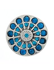 Art and Craft Supply: 8Years 1PC Snap Button Antique Silver Tone Aquamarine Rhinestone Crystal Round Click Button 21mm for Fashion Jewelry Charms Bracelets DIY - Jewelry DIY-for-LOVE