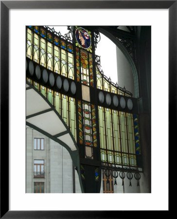 Stained Glass Art Nouveau (Jugendstil) Detail, Municipal House, Prague, Czech Republic Framed Framed Art Poster Print by Ethel Davies, 25x31