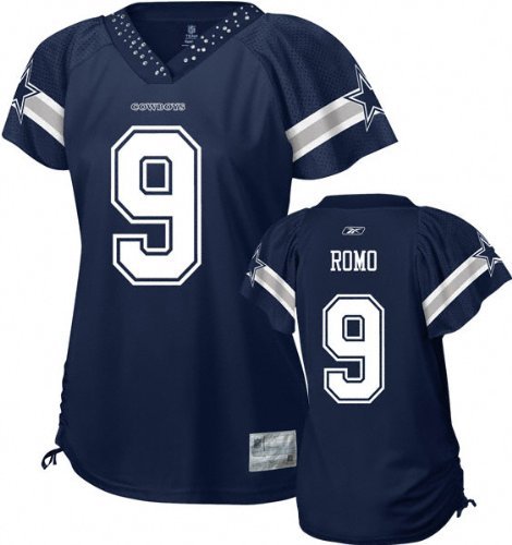 Tony Romo Dallas Cowboys Ladies / Women Navy Field Flirt Jersey L