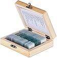 AmScope PS25 Prepared Microscope Slide Set for Basic Biological Science Education, 25 Slides, Includes Fitted Wooden Case