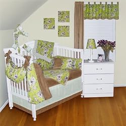 Courtyard Green Twelve Piece Baby Crib Bedding Set