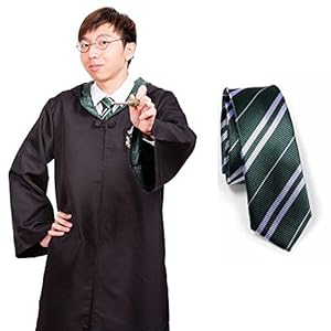 Harry Potter Slytherin School Fancy Robe Cloak Costume And Tie (Size L)