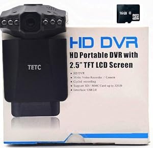 TETC 16GB SDcard + GENUINE 1080 P2.5-inch HD Car LED IR Vehicle DVR Road Dash Video Camera Recorder Traffic Dashboard Camcorder - LCD 270 degrees from TETC