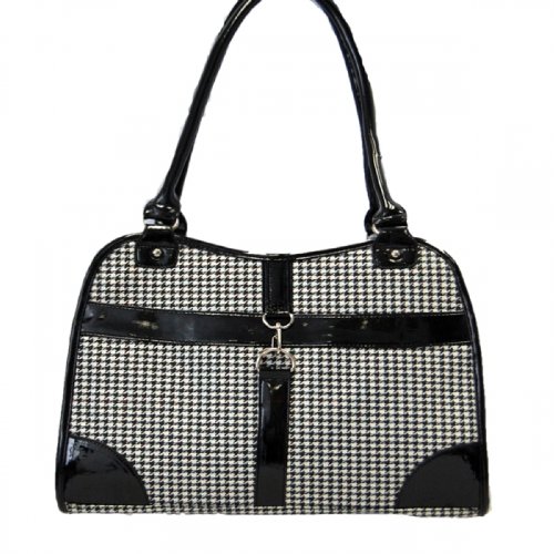 Dog Cat Houndstooth Print Pet Carrier Travel Bag