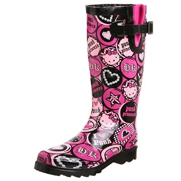 Chooka Women's Hello Kitty Punk Buttons Rain Boot
