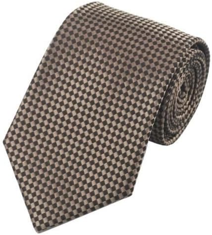 Somchai Collection :New Classic 100% Silk Necktie, Handkerchief and Cufflinks Set - Solid Coffee