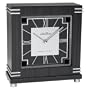 Seth Thomas Dabu Black Striped Tiger Finish Wood Case with Black and Silver Dial Square Desk and Table Clock with Chimes