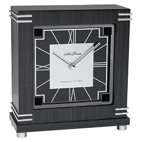 Seth Thomas Dabu Black Striped Tiger Finish Wood Case with Black and Silver Dial Square... from Desk Clocks