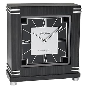 Seth Thomas Dabu Black Striped Tiger Finish Wood Case with Black and Silver Dial Square...