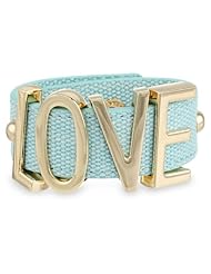 BCBGeneration Light Blue Canvas and Gold Love Big Affirmation Bracelet