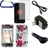 Gizmo Dorks Rubber Hard Case (Red Flower), Charging Bundle, and Screen Prot ....