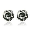 Sterling Silver Marcasite Mini Rose Post Earrings