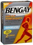 Bengay Heat Therapy, Odorless, Black, Large Size, 2-Count Packages (Pack of 2)