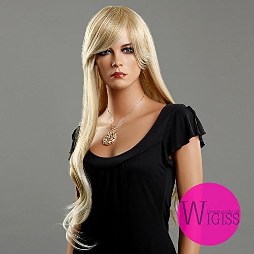Wigiss Stunning Beautiful Long Natural Wave Curly Wig Fashion Cosplay Wigs for Women Golden Blonde Color