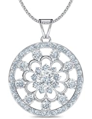 Diamond (0.4 Ct, IJ-SI), 18 Kt White Gold Sparkling Rangoli Pendant