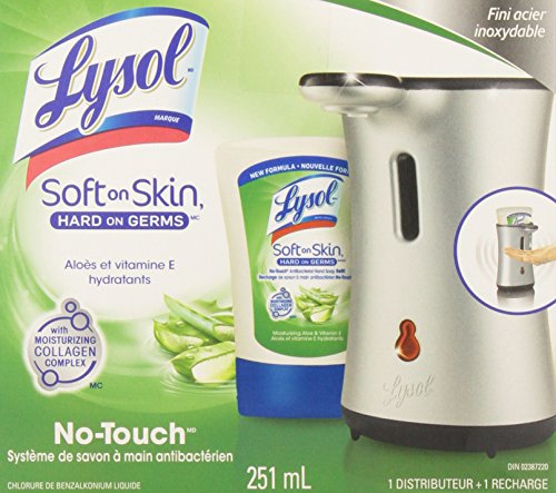 Lysol Healthy Touch Hand Soap, Starter Kit Stainless, Aloe, 8.50-Ounce