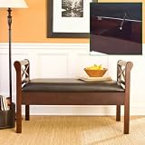 SEI Faux Leather Storage Bench, Espresso/Black