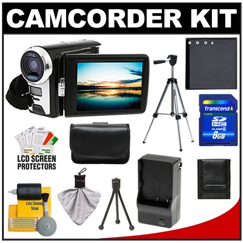 Rokinon DV700HD Fun Flix 720p HD High Definition ZoomTouch Digital Video Camcorder with case + 8GB Card + Battery + Charger + Tripod + Accessory Kit