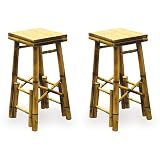Homestyle BABBS2 2 Pieces Bamboo Bar Stools
