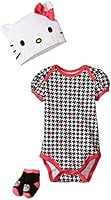 Hello Kitty Baby-Girls Newborn Bodysuit, Cap, and Socks 3-Piece Set