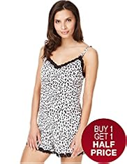 Animal Print Floral Lace Camisole Pyjama Top
