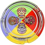 Day of the Dead 4 Sugar Skulls with Crosses Glass Ashtray - 3.25"