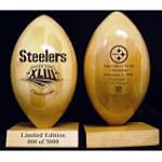 Pittsburgh Steelers Super Bowl XLlll Champions Laser Engraved Wood Football