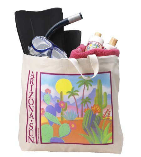 Arizona Sun Tote Bag - Shopping Bag - Giant Beach Bags - Sturdy Cotton Canvas Shopper - Large Grocery - Travel - Diaper Bag - Gym Bag - Carryall - Over the Shoulder - Reusable
