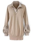 Shirred-sleeve tunic sweater