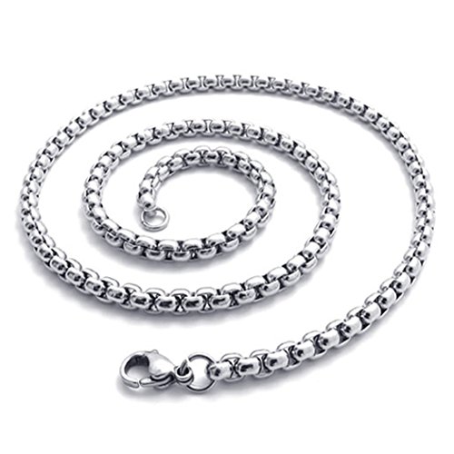 4.5mm KONOV 14-40 inch Stainless Steel Chain Mens Necklace, Silver, 4.5mm