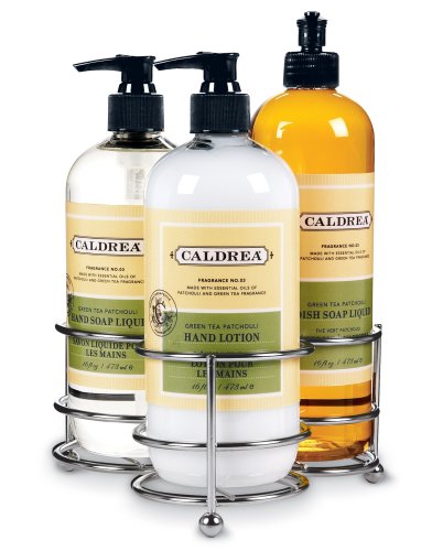 Caldrea 3-piece Cloverleaf Sink Set, Green Tea Patchouli - Stainless by Caldrea
