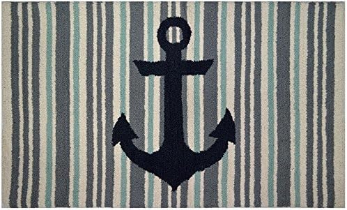 Devgiri Anchor Stripe Accent Rug One Size Navy