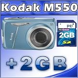 Kodak EasyShare M550 12MP Digital Camera w/ 5x Optical Zoom, 2.7" LCD (DarkBlue) + 2GB SD Card
