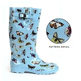 CLEARANCE Tamara Henriques Ladies Blue Butterfly Waterproof Rubber Rain and Garden Boots by Tamara Henriques