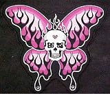 Pink Rhinestone Butterfly / Skull Motorcycle Vest Patch