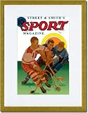 Gold Framed/Matted Print 17x23, Three Players Fight for the Puck