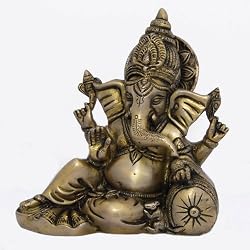 D&eacute;cor Gifts Hindu God Ganesha Brass Sculpture 2.75 x 1 x 1.5 inches