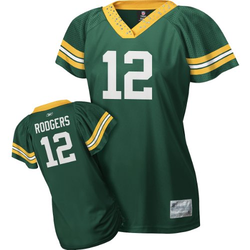Reebok Green Bay Packers Aaron Rodgers Women's Field Flirt Fashion Jersey Medium