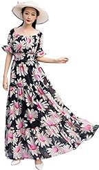 Cocktail Flared-Skirt Mermaid Puff Sleeves Floral Print Corset   Waistline Vintage Chiffon Party Dress/Tunic/Maxi Dress 