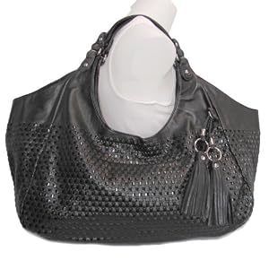 Woven Faux Leather Tassel Hobo Handbag