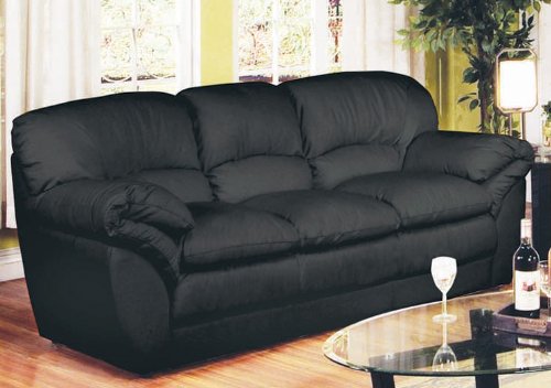 100% Genuine Bonded Black Leather Sofa
